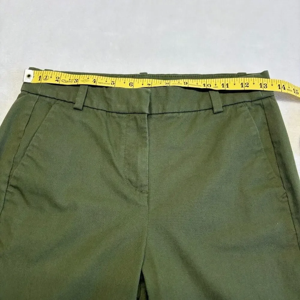 J. Crew Pants Effortless Slim Crop Deep Moss Olive Green Chino Pants Size 0